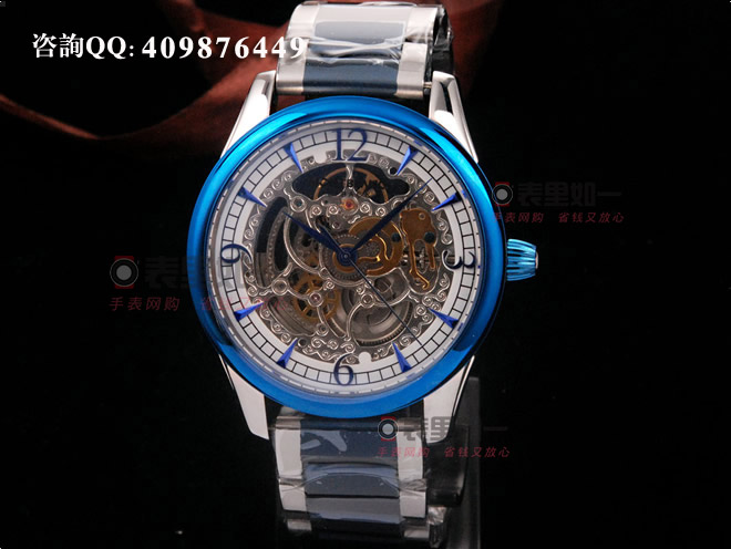万宝龙Montblanc 镂空自动机械腕表【蓝色表圈】【蓝色刻度】【精钢间陶瓷表带】