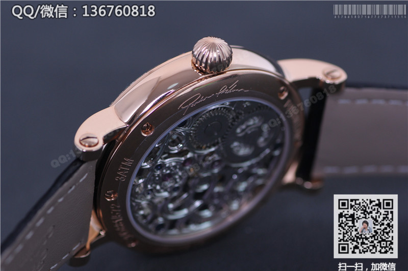 高仿百达翡丽手表-超级复杂功能计时系列 星月相陀飞轮腕表 玫瑰金镶钻表圈