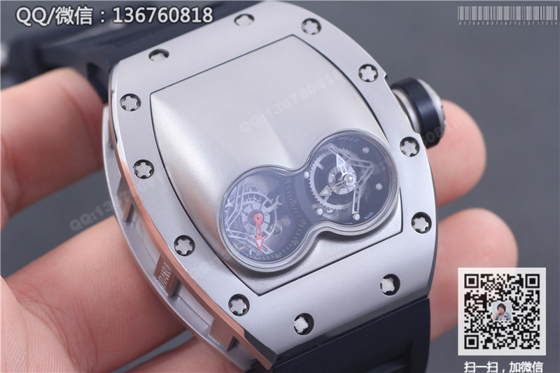 高仿理查德·米勒手表-RICHARD MILLE 男士系列RM 053腕表 精钢表壳 银色字面 黑色橡胶表带
