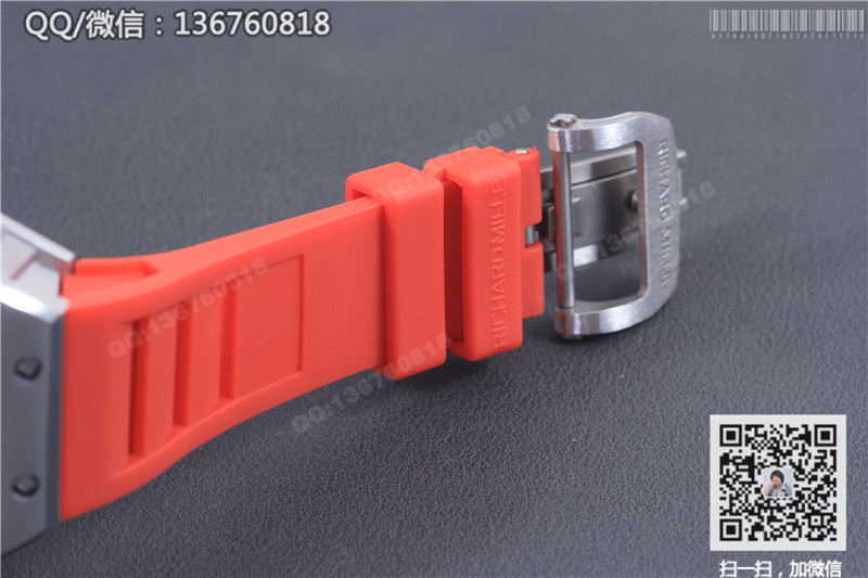 高仿理查德·米勒手表-RICHARD MILLE 男士系列RM 053腕表 精钢表壳 银色字面 红色橡胶表带