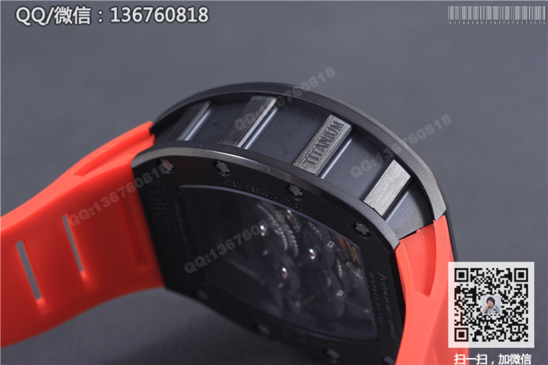 高仿理查德·米勒手表-RICHARD MILLE 男士系列RM 053腕表 黑钢表壳 黑色字面 红色橡胶表带