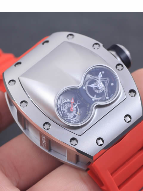 高仿理查德·米勒手表-RICHARD MILLE 男士系列RM 053腕表 精钢表壳 银色字面 红色橡胶表带