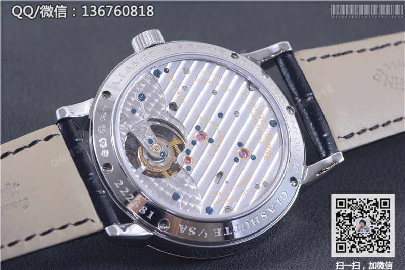 高仿朗格手表-A. Lange & Söhne 1815系列陀飞轮腕表 精钢表壳 白色字面 银色数字刻度