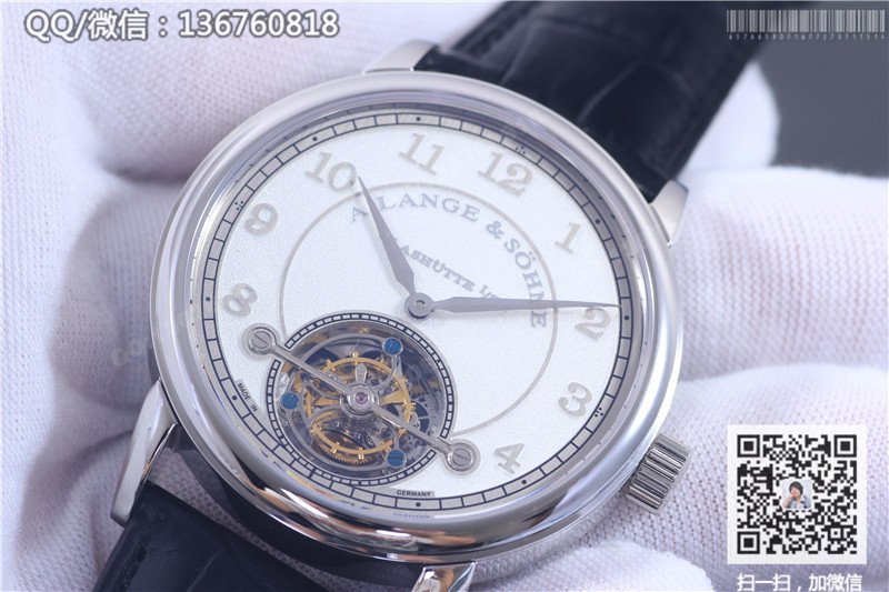 高仿朗格手表-A. Lange & Söhne 1815系列陀飞轮腕表 精钢表壳 白色字面 银色数字刻度
