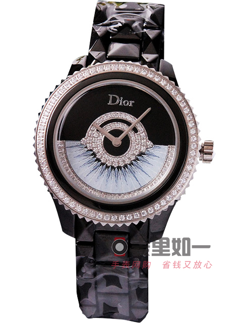迪奥Dior 女士时尚石英腕表 黑色陶瓷 表壳转运摆扇  38*13mm